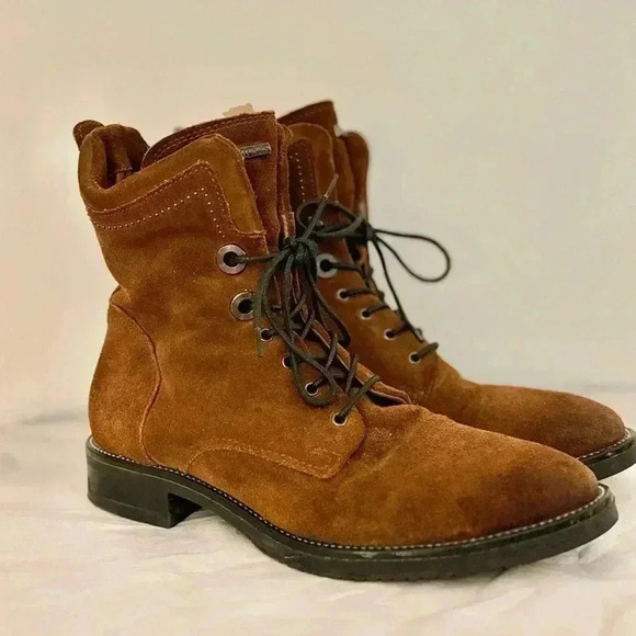 MJUS Women’s Tan Brown Suede Lace Up Side Zip “Gabor” Ankle Bootie Size 8.5 l 39 - Picture 3 of 11